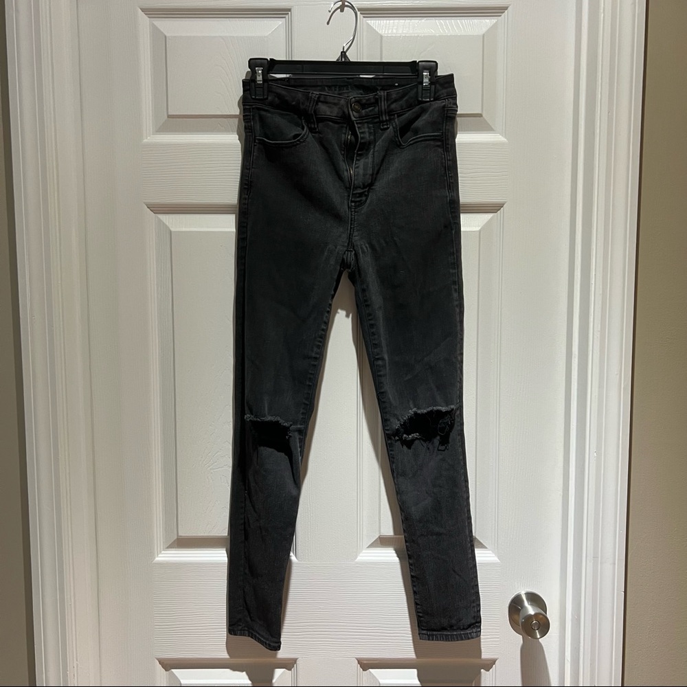 American Eagle Outfitters Ne(x)t Level Stretch Black Distressed Skinny Jeans